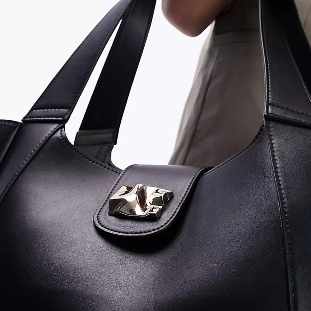 Topshop Tiffany Trophy Piece Black Tote Shoulder Bag - Picture 8 of 12